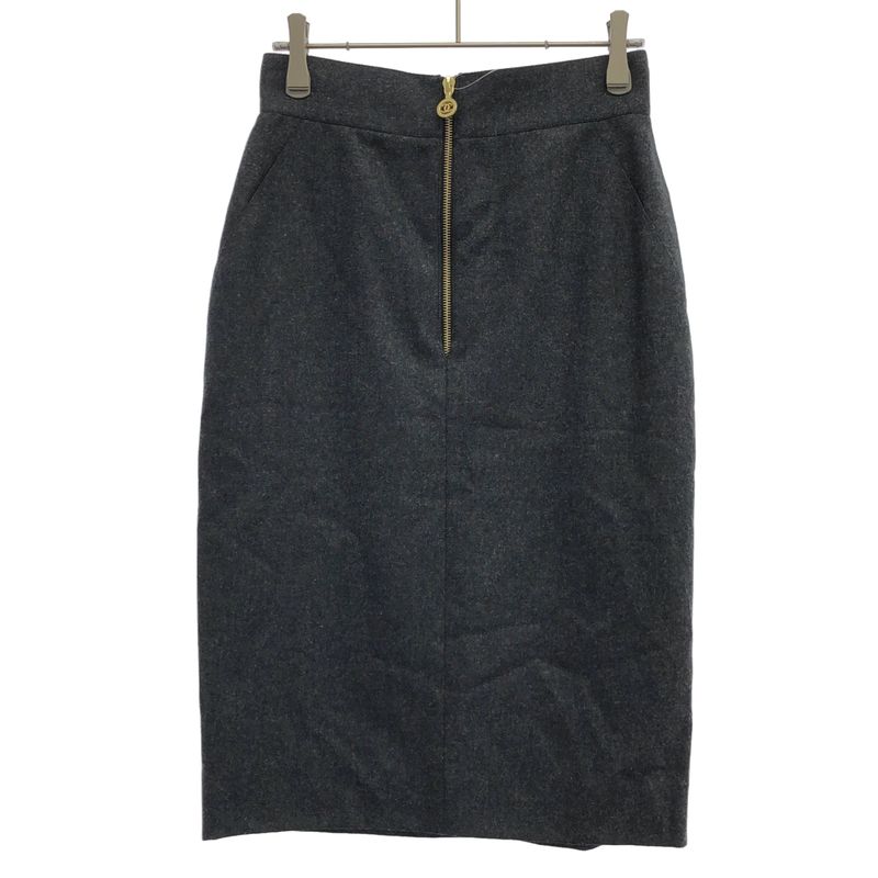CHANEL Old Wool Skirt Chaco Legre 36