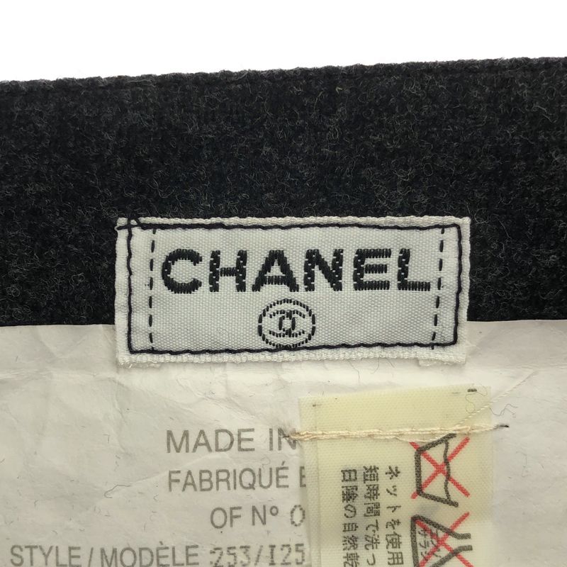 CHANEL Old Wool Skirt Chaco Legre 36