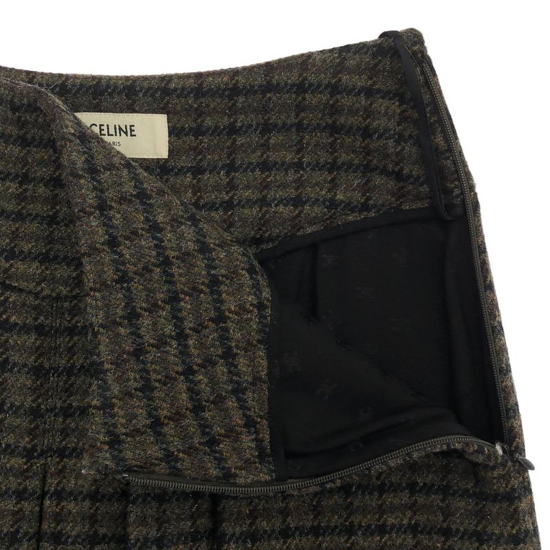 CELINE Wool Check Pre-trousers Skirt 2j105241f Mix 36