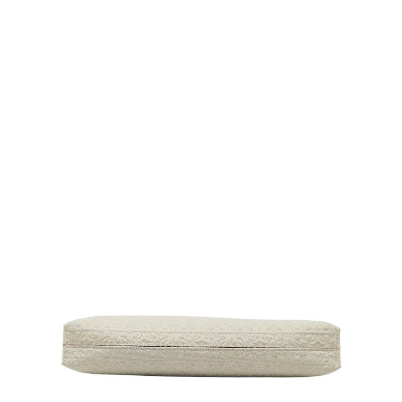 LOEWE Repeat Anagram T Pouch Light Green Brown Canvas Leather Women's LOEWE