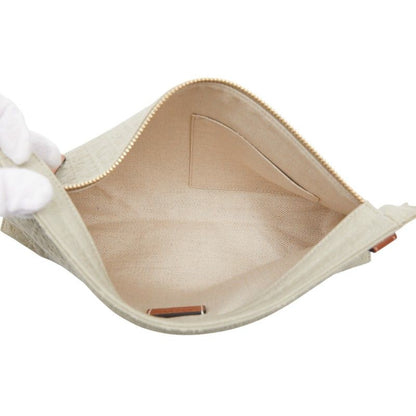 LOEWE Repeat Anagram T Pouch Light Green Brown Canvas Leather Women's LOEWE