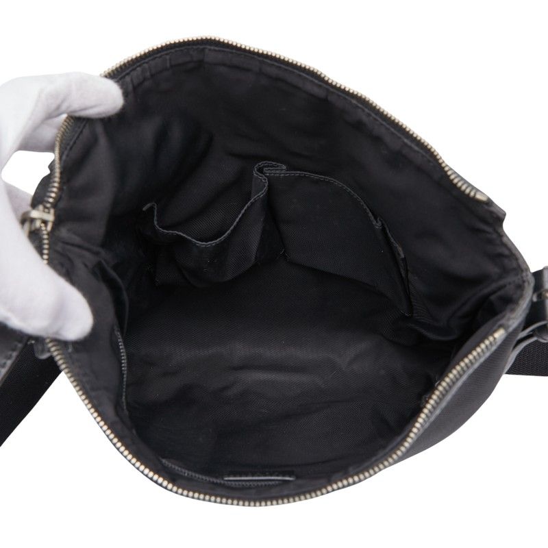 GUCCI Sherry Line Crossbody Shoulder Bag 387111 Black Nylon Leather Women's