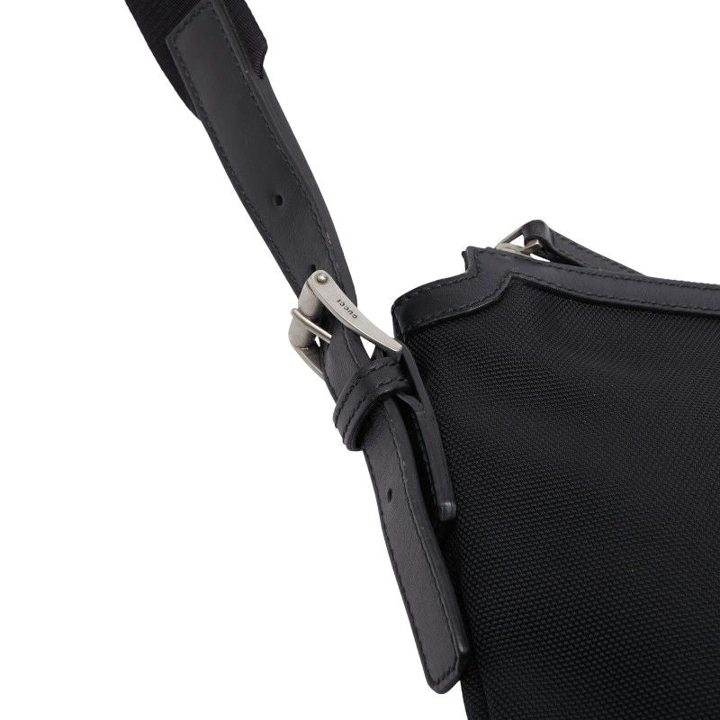 GUCCI Sherry Line Crossbody Shoulder Bag 387111 Black Nylon Leather Women's