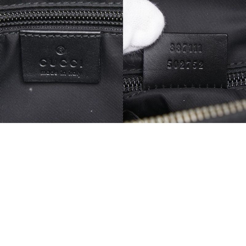 GUCCI Sherry Line Crossbody Shoulder Bag 387111 Black Nylon Leather Women's