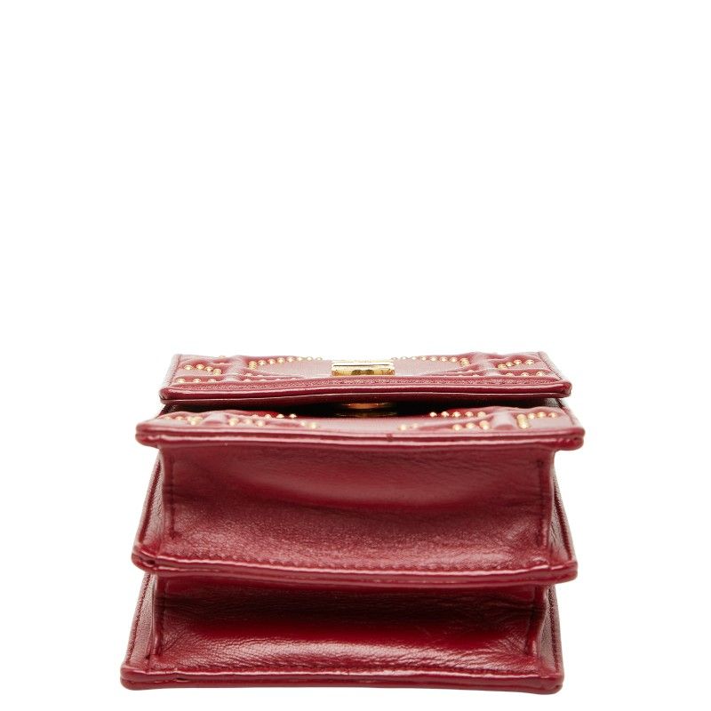 Diorama Studded Chain Shoulder Bag Red Gold Leather Women's DIOR