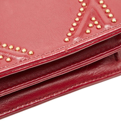 Diorama Studded Chain Shoulder Bag Red Gold Leather Women's DIOR