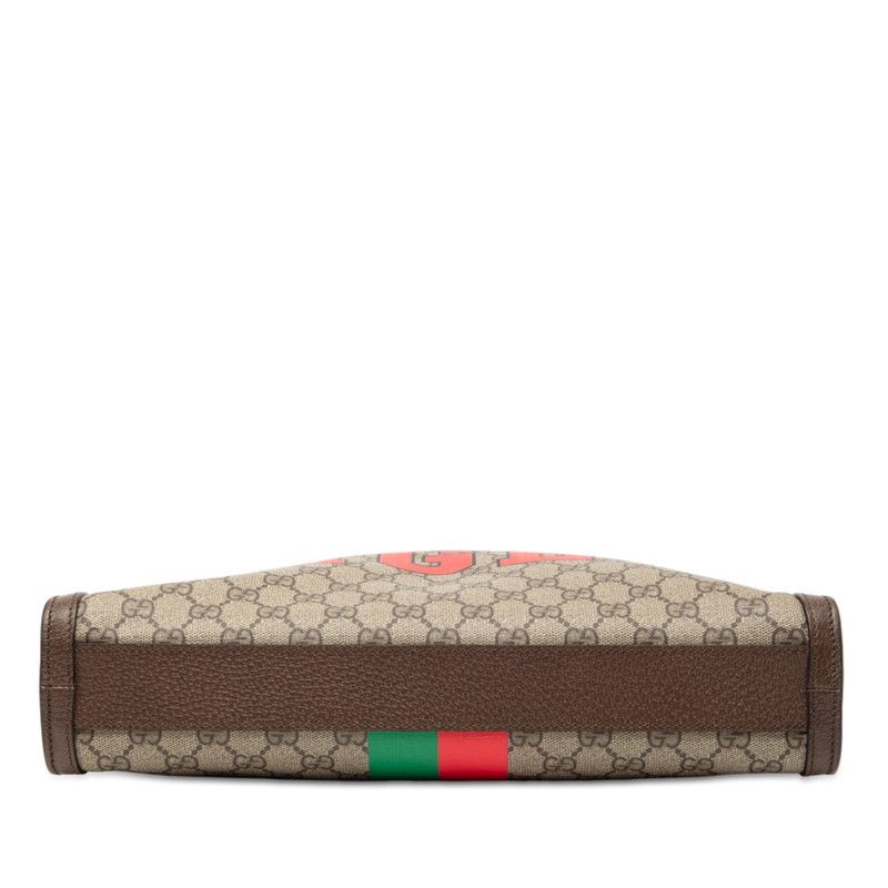 GUCCI GG Supreme Tote Bag Shoulder Bag 2WAY 688497 Beige Brown Red PVC Leather