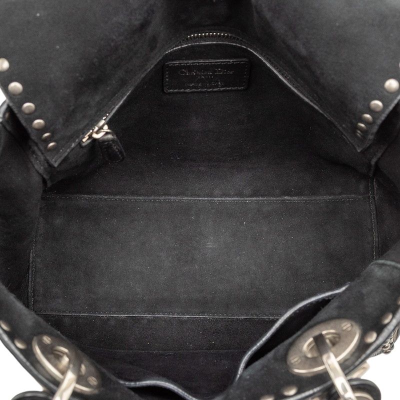 DIOR Canage Lady DIOR Studded Handbag Shoulder Bag 2WAY Black Gray Calfskin