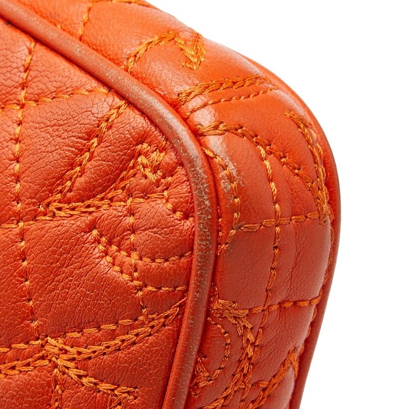 VERSACE Chain Shoulder Bag Orange Leather Women's VERSACE