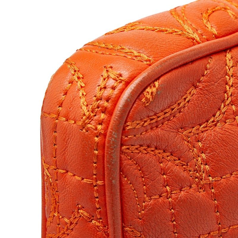 VERSACE Chain Shoulder Bag Orange Leather Women's VERSACE
