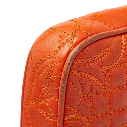 VERSACE Chain Shoulder Bag Orange Leather Women's VERSACE
