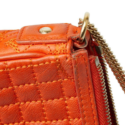 VERSACE Chain Shoulder Bag Orange Leather Women's VERSACE