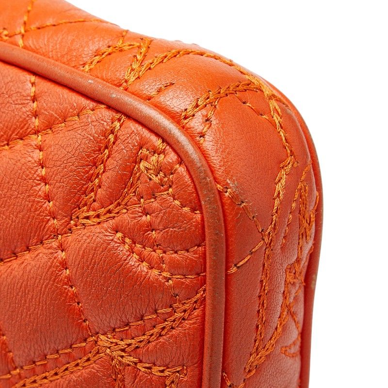 VERSACE Chain Shoulder Bag Orange Leather Women's VERSACE