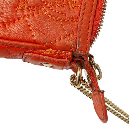 VERSACE Chain Shoulder Bag Orange Leather Women's VERSACE