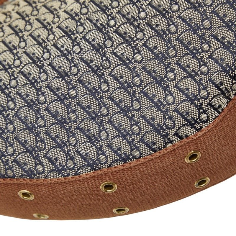 DIOR Trotta Brown Navy Canvas Leather Women's DIOR