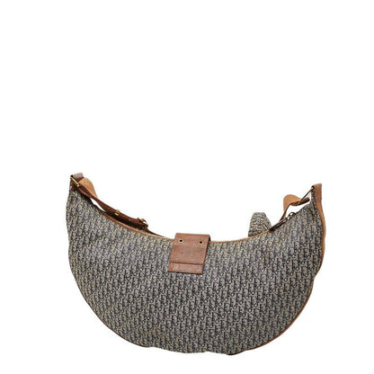 DIOR Trotta Brown Navy Canvas Leather Women's DIOR