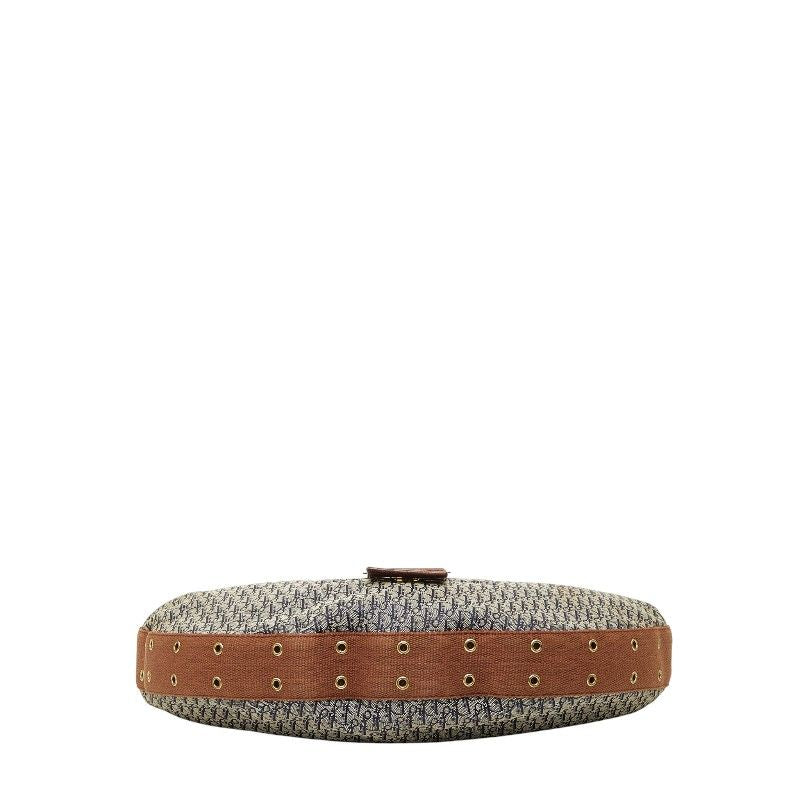 DIOR Trotta Brown Navy Canvas Leather Women's DIOR
