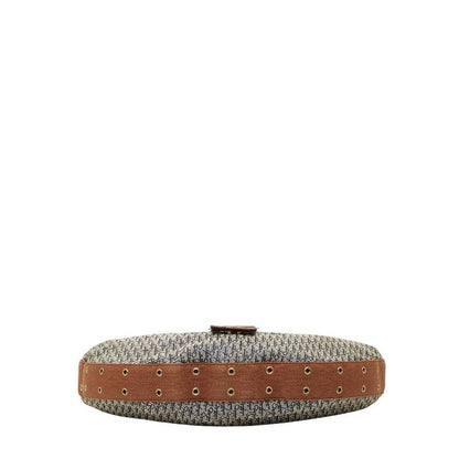 DIOR Trotta Brown Navy Canvas Leather Women's DIOR