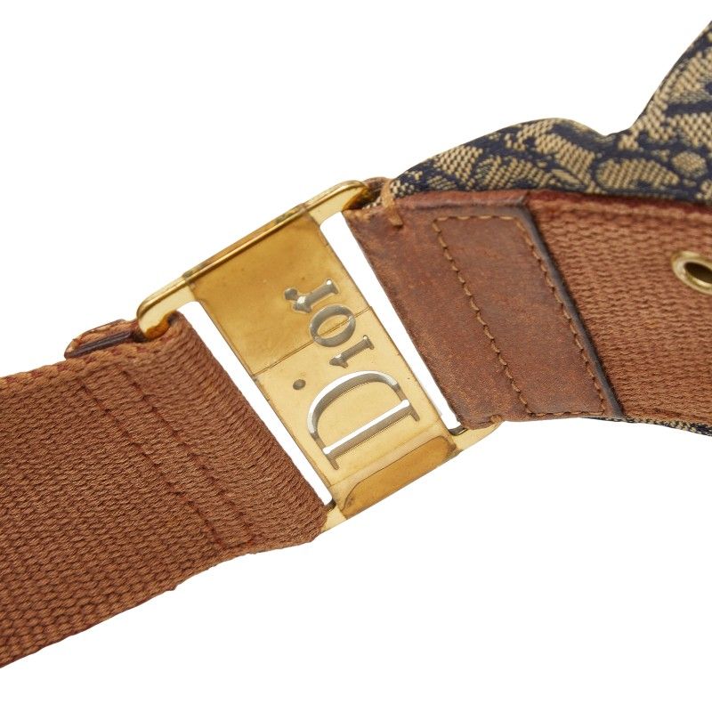 DIOR Trotta Brown Navy Canvas Leather Women's DIOR