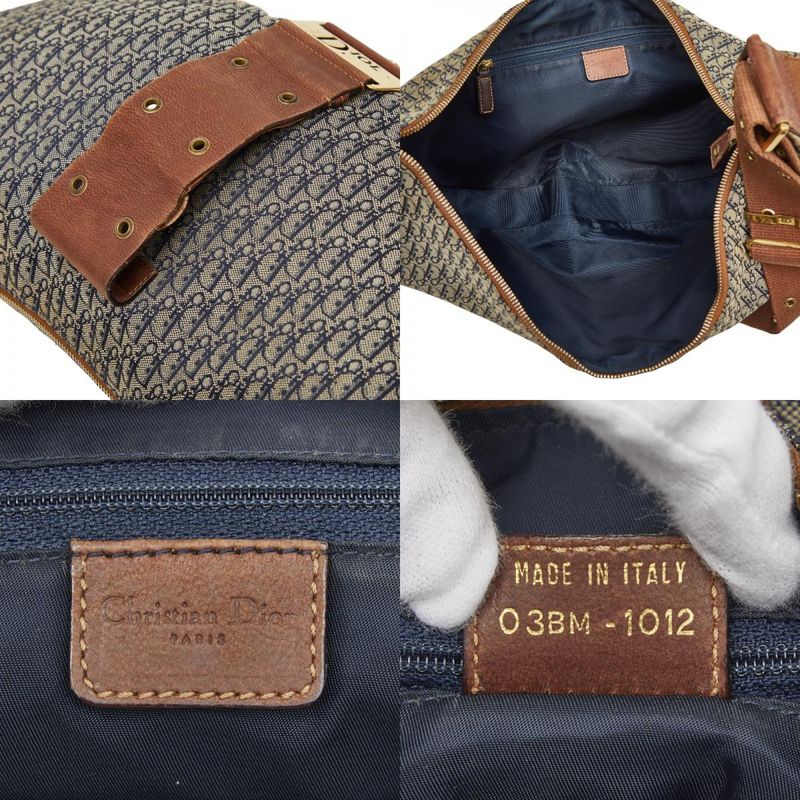 DIOR Trotta Brown Navy Canvas Leather Women's DIOR