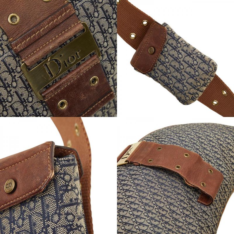 DIOR Trotta Brown Navy Canvas Leather Women's DIOR