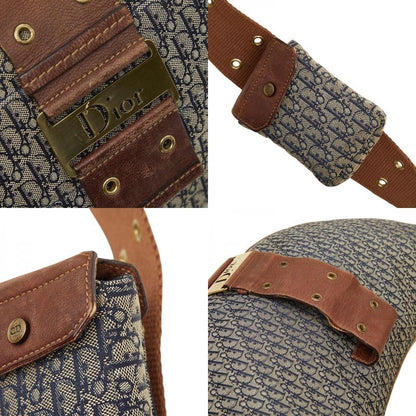 DIOR Trotta Brown Navy Canvas Leather Women's DIOR