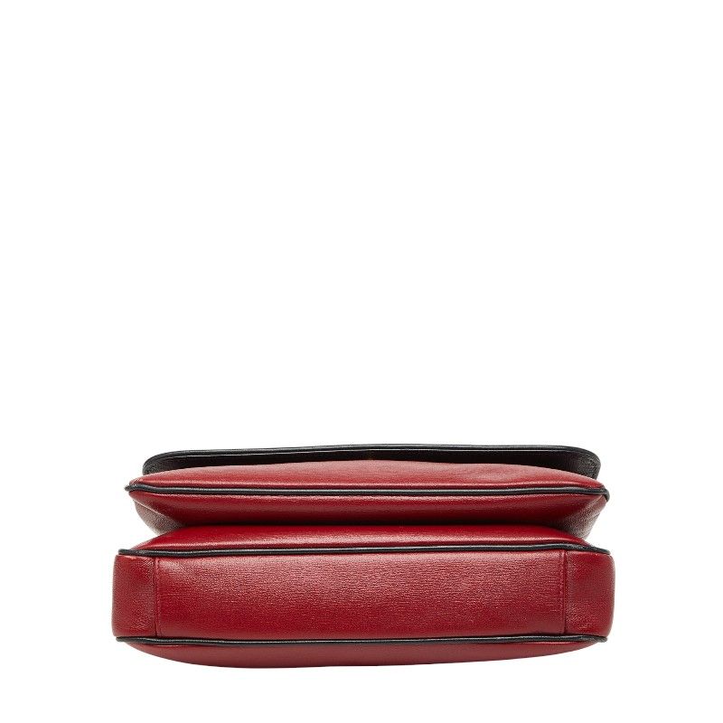 GUCCI Marina Chain Shoulder Bag 576421 Red Black Leather Women's GUCCI