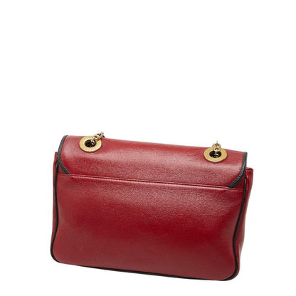 GUCCI Marina Chain Shoulder Bag 576421 Red Black Leather Women's GUCCI