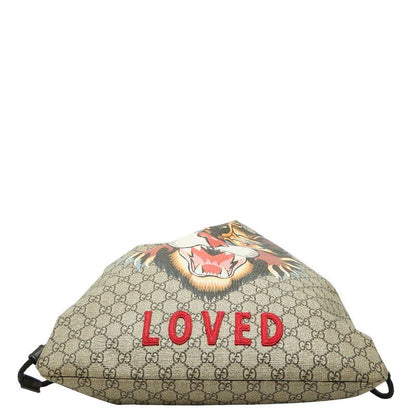 GUCCI GG Supreme Angry Cat Rucksack Backpack 473872 Beige Black PVC Nylon
