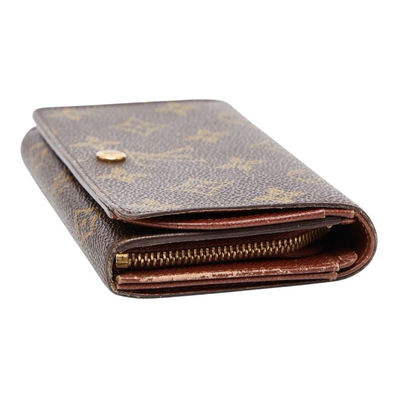 Louis Vuitton Monogram Portomone Bier Tresor M61730 Brown PVC Leather Ladies