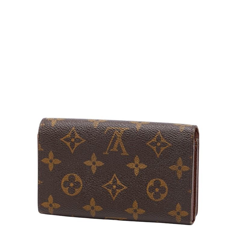 Louis Vuitton Monogram Portomone Bier Tresor M61730 Brown PVC Leather Ladies