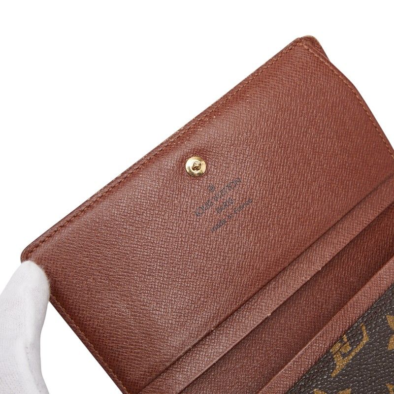 Louis Vuitton Monogram Portomone Bier Tresor M61730 Brown PVC Leather Ladies
