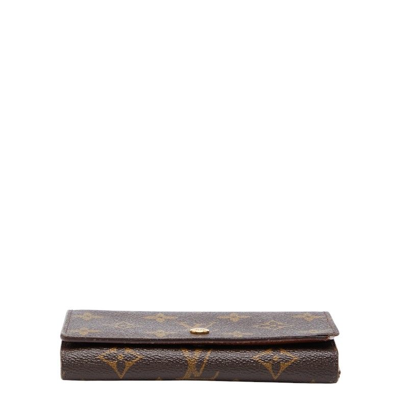 Louis Vuitton Monogram Portomone Bier Tresor M61730 Brown PVC Leather Ladies