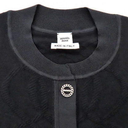 HERMES Short Sleeve Knit Palfrowa Remix Motif H5h2675df0234 Black 38