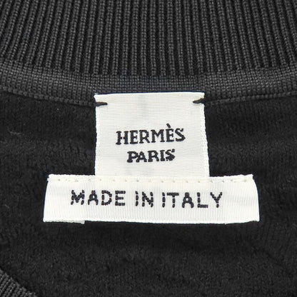 HERMES Short Sleeve Knit Palfrowa Remix Motif H5h2675df0234 Black 38