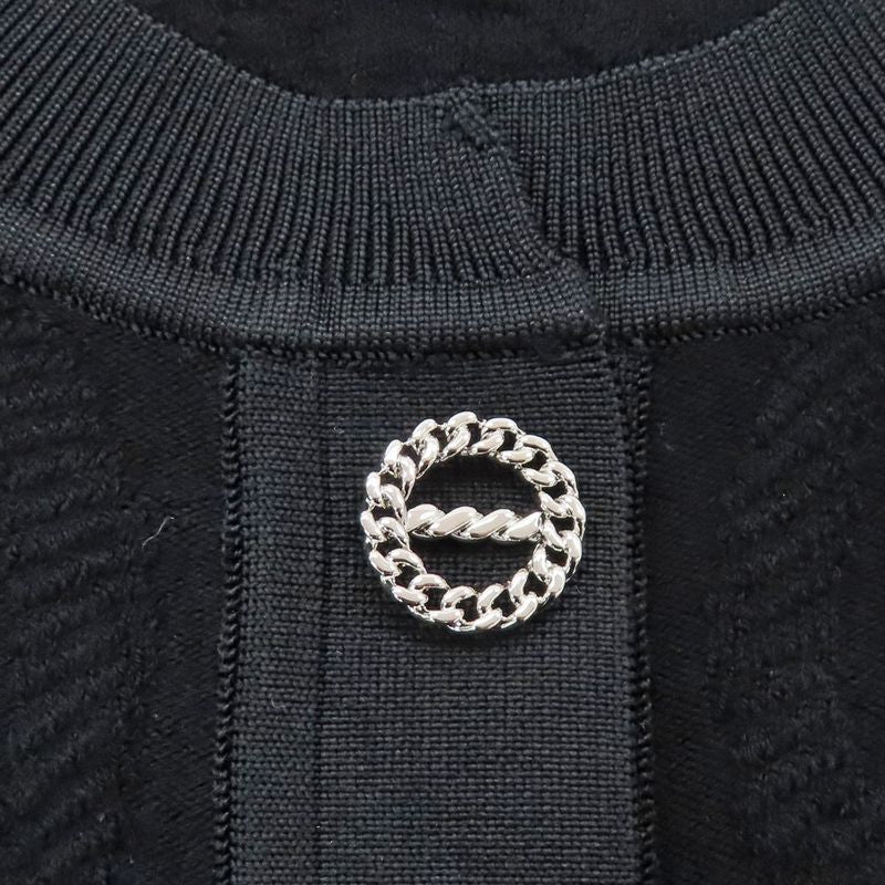 HERMES Short Sleeve Knit Palfrowa Remix Motif H5h2675df0234 Black 38