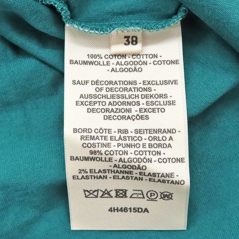 HERMES Short Sleeve Cotton T-shirt Embroidery 4h46151da Green 38
