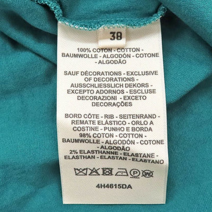 HERMES Short Sleeve Cotton T-shirt Embroidery 4h46151da Green 38