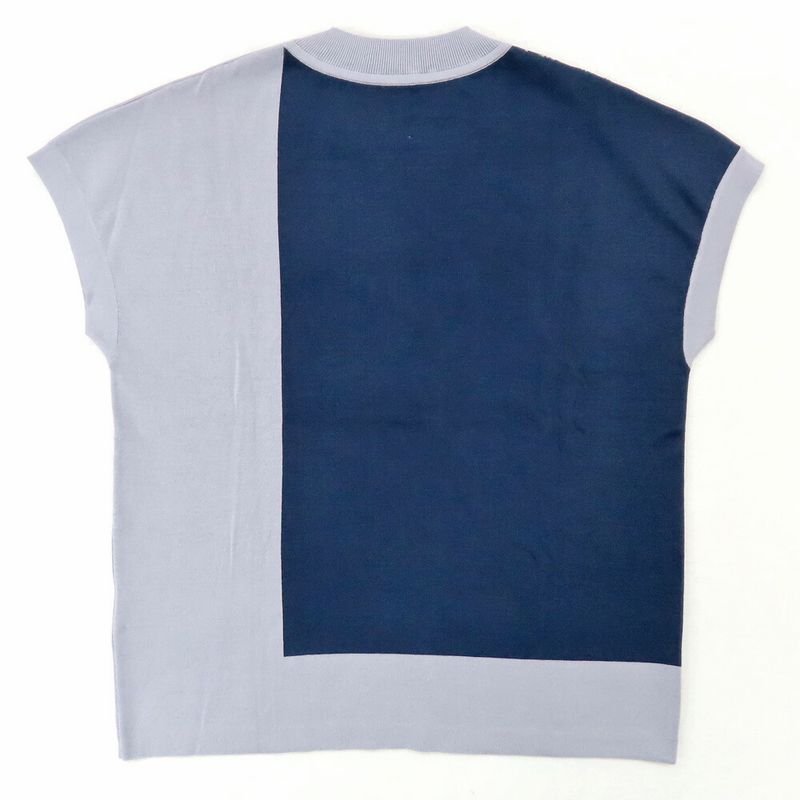 HERMES Knit Tops 5e2685da Sleeveless Gray Navy 38 Women's