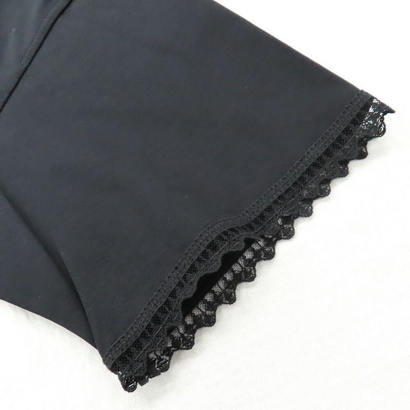HERMES Short Sleeve T-shirt Openwork Lace Cotton 5h4625dc Black 36