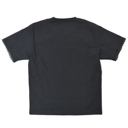 HERMES Short Sleeve T-shirt Openwork Lace Cotton 5h4625dc Black 36