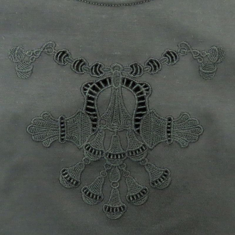 HERMES Short Sleeve T-shirt Openwork Lace Cotton 5h4625dc Black 36