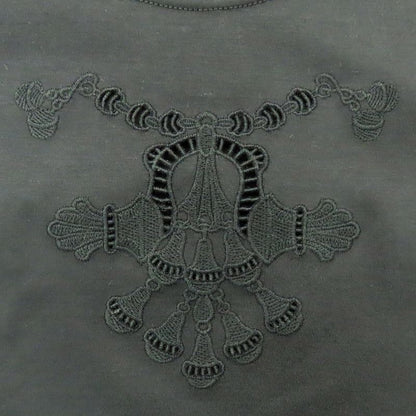HERMES Short Sleeve T-shirt Openwork Lace Cotton 5h4625dc Black 36