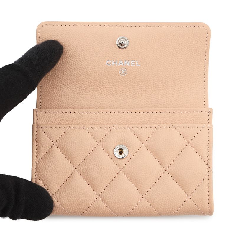 Chanel Card Case Quilted CC Logo Caviar Leather Business