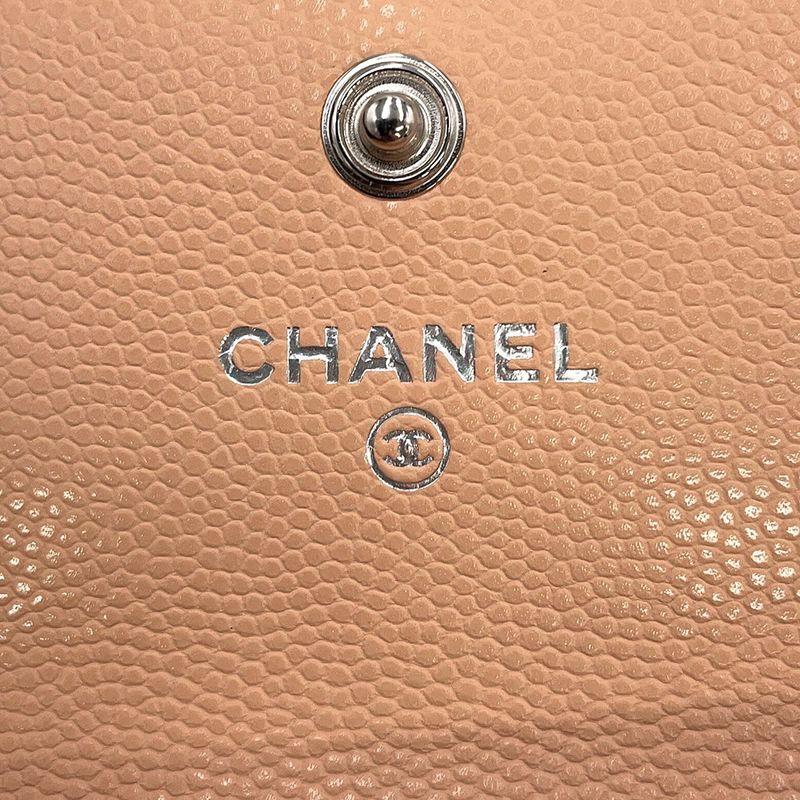 Chanel Card Case Quilted CC Logo Caviar Leather Business
