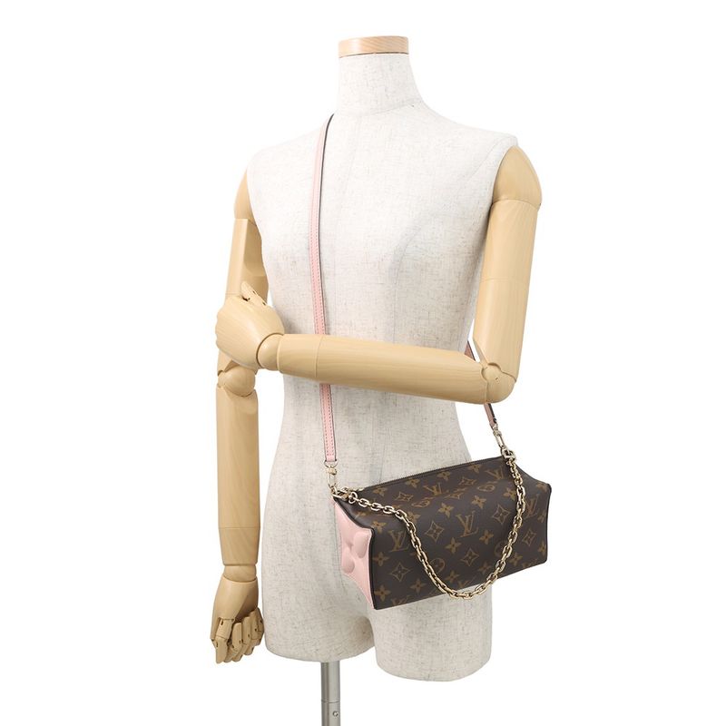 Louis Vuitton Shoulder Bag Monogram Bloom Pouch 2-Way Rose Pudol