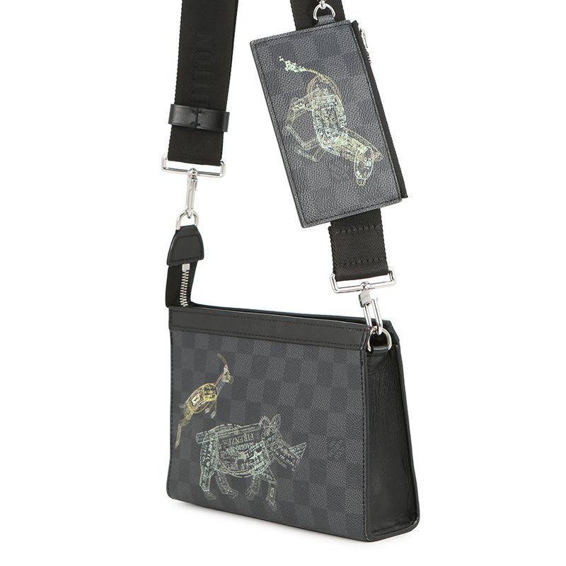 Louis Vuitton Shoulder Bag Damier Graphite Gaston Wearable Wallet Noir Black