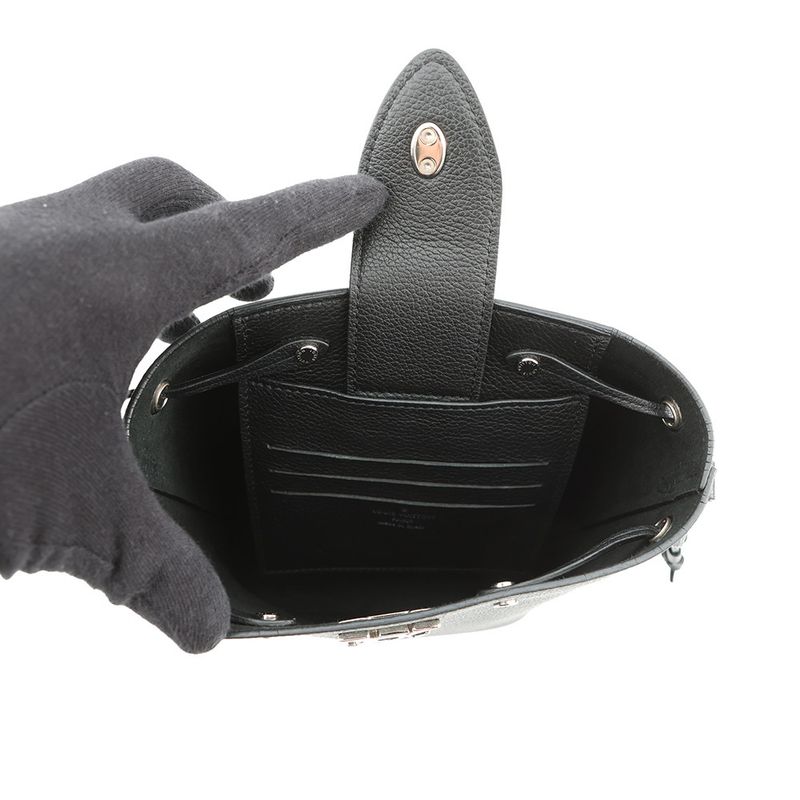 Louis Vuitton Shoulder Bag Calf Leather Nano Lockme Bucket Noir Black