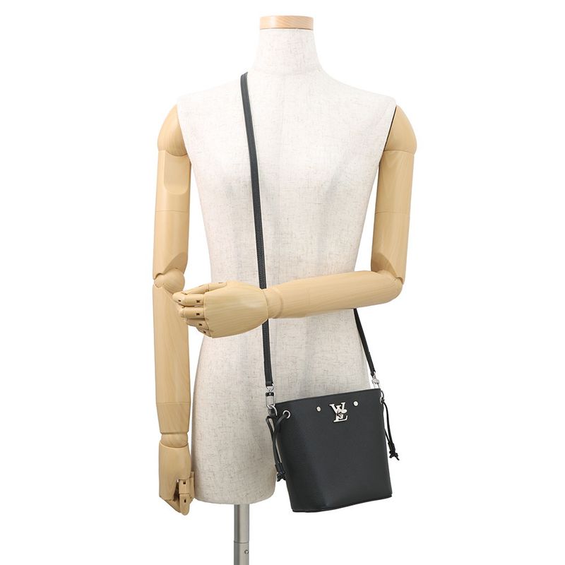 Louis Vuitton Shoulder Bag Calf Leather Nano Lockme Bucket Noir Black