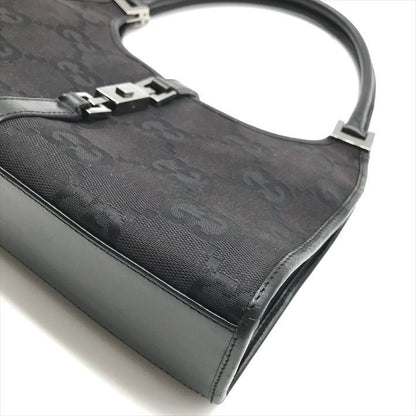 Gucci GG Canvas Jackie Mini Hand Bag Shoulder Black Leather Bag